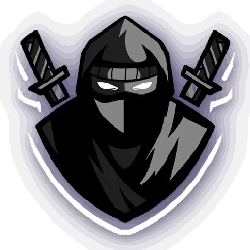 Delta Executor logo featuring a masked ninja with two crossed swords on a dark blue shield background.